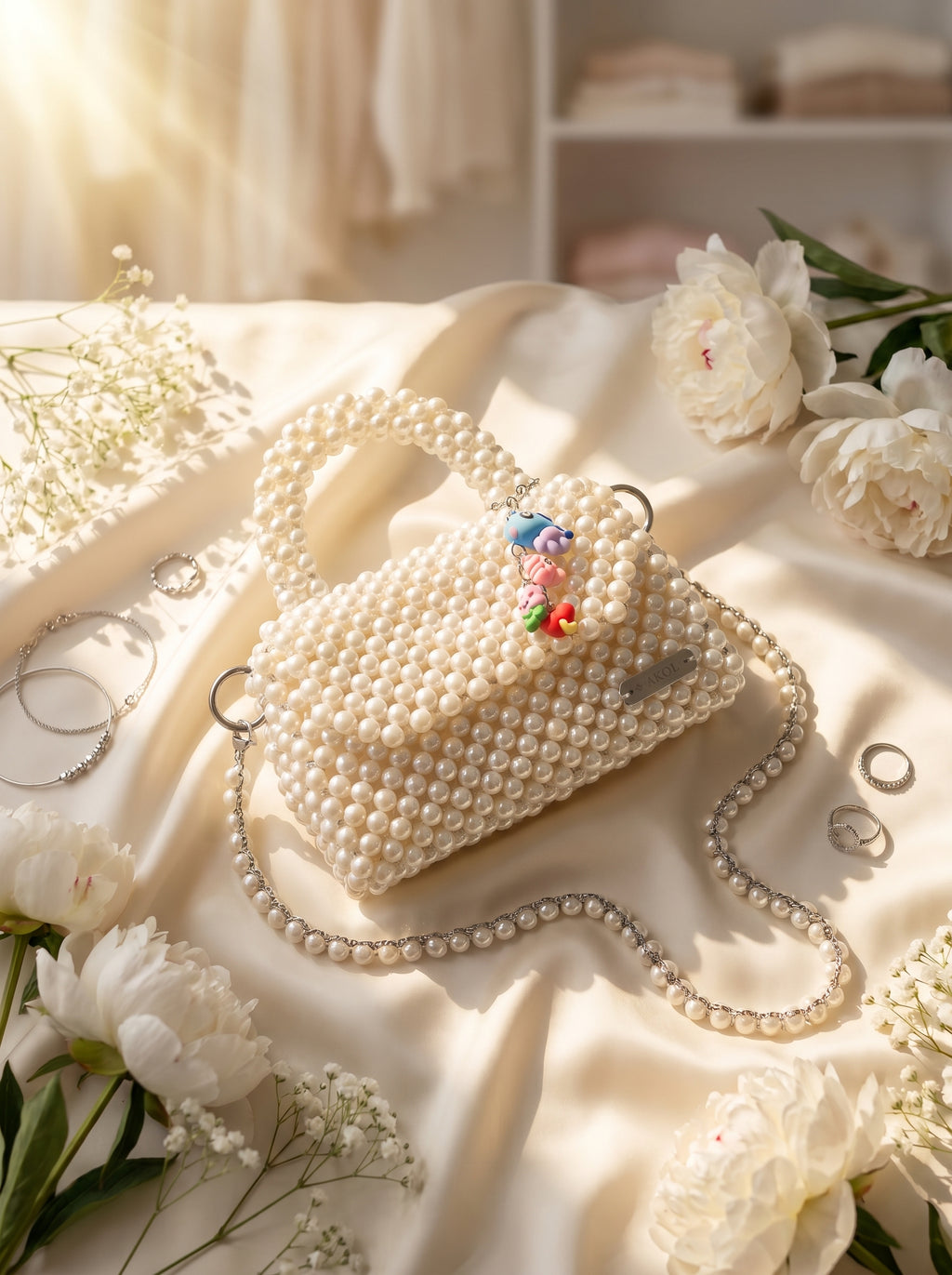 🌸 Ivory Muse Mini – Handmade Pearl Bead Bag