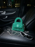 🌸 Emerald Aura Mini – Handmade Green Crystal Bag
